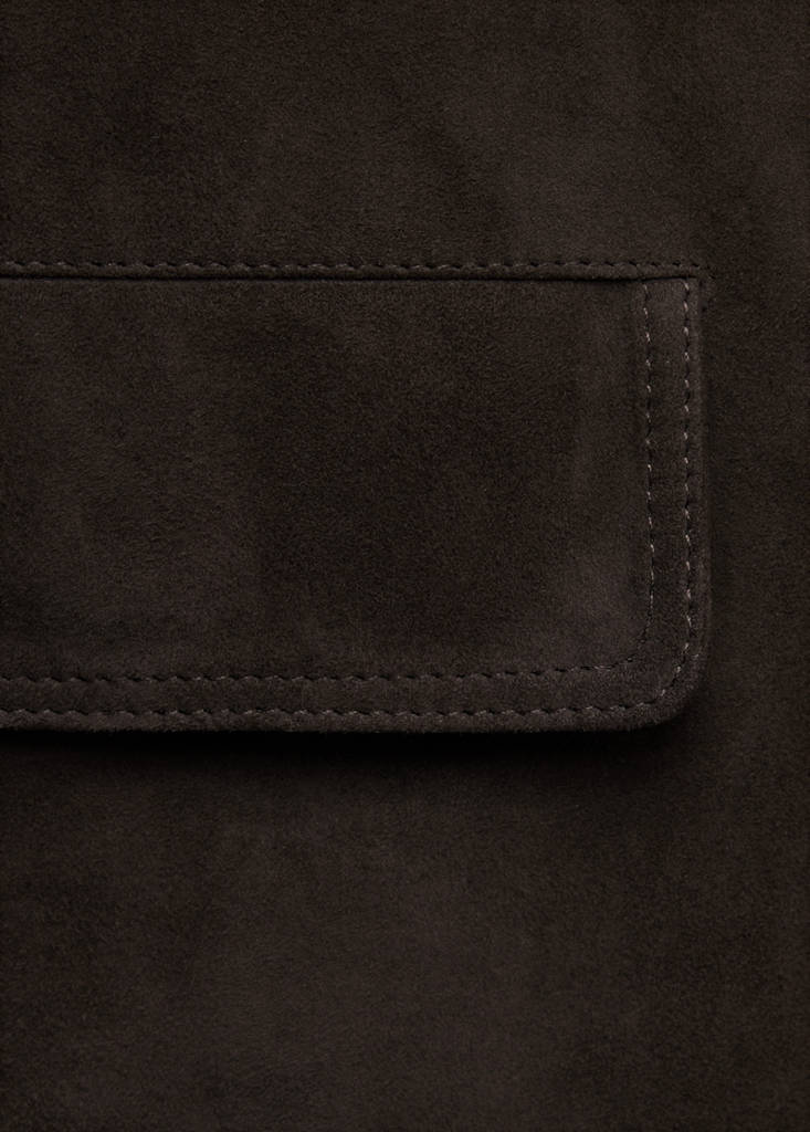 Suede jacket with strap collar — Grey