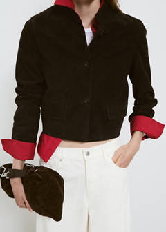 Suede jacket with strap collar — Grey 11