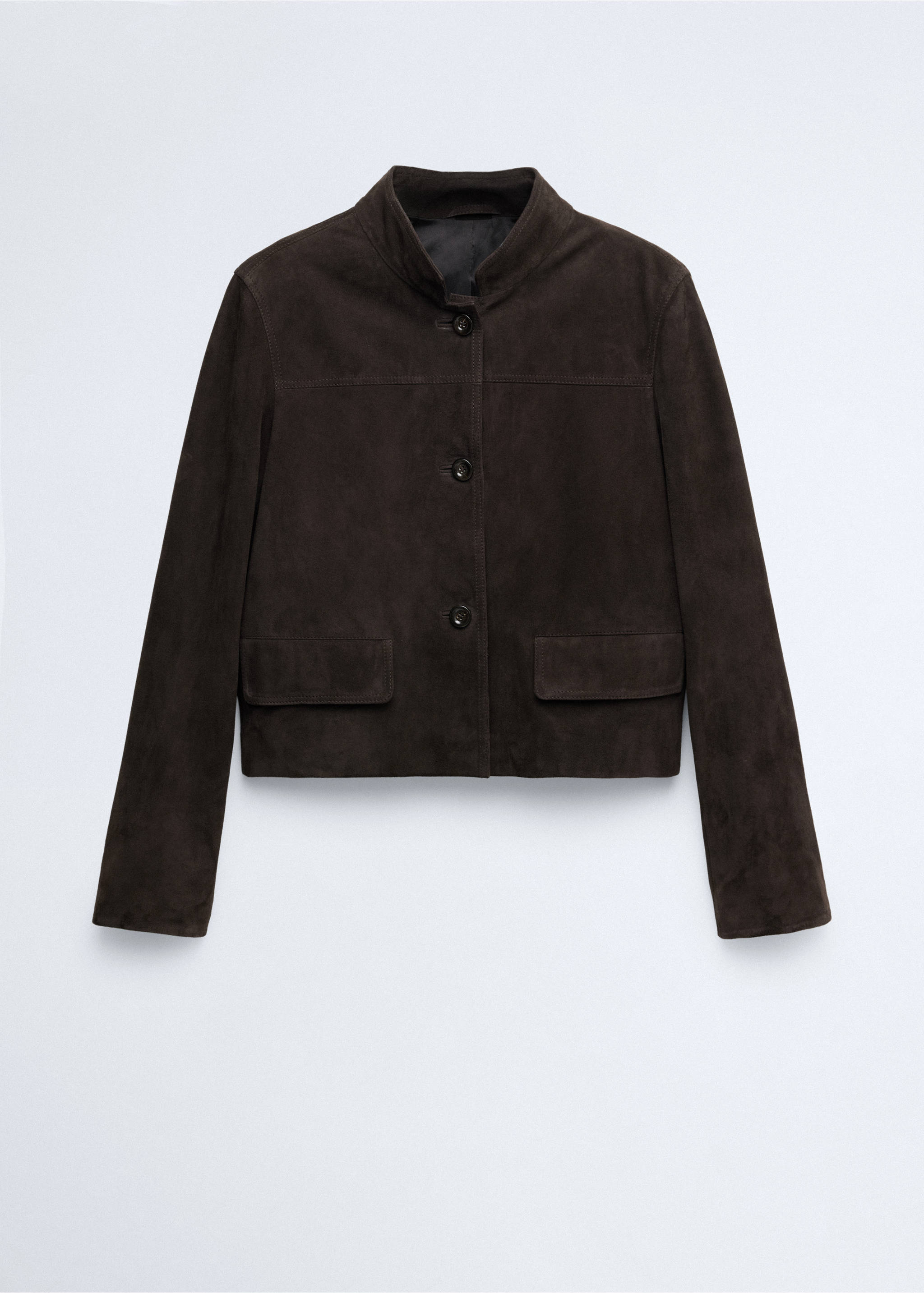 Veste daim col officier - Article sans modèle, Gris. Ref: 37026350-00.