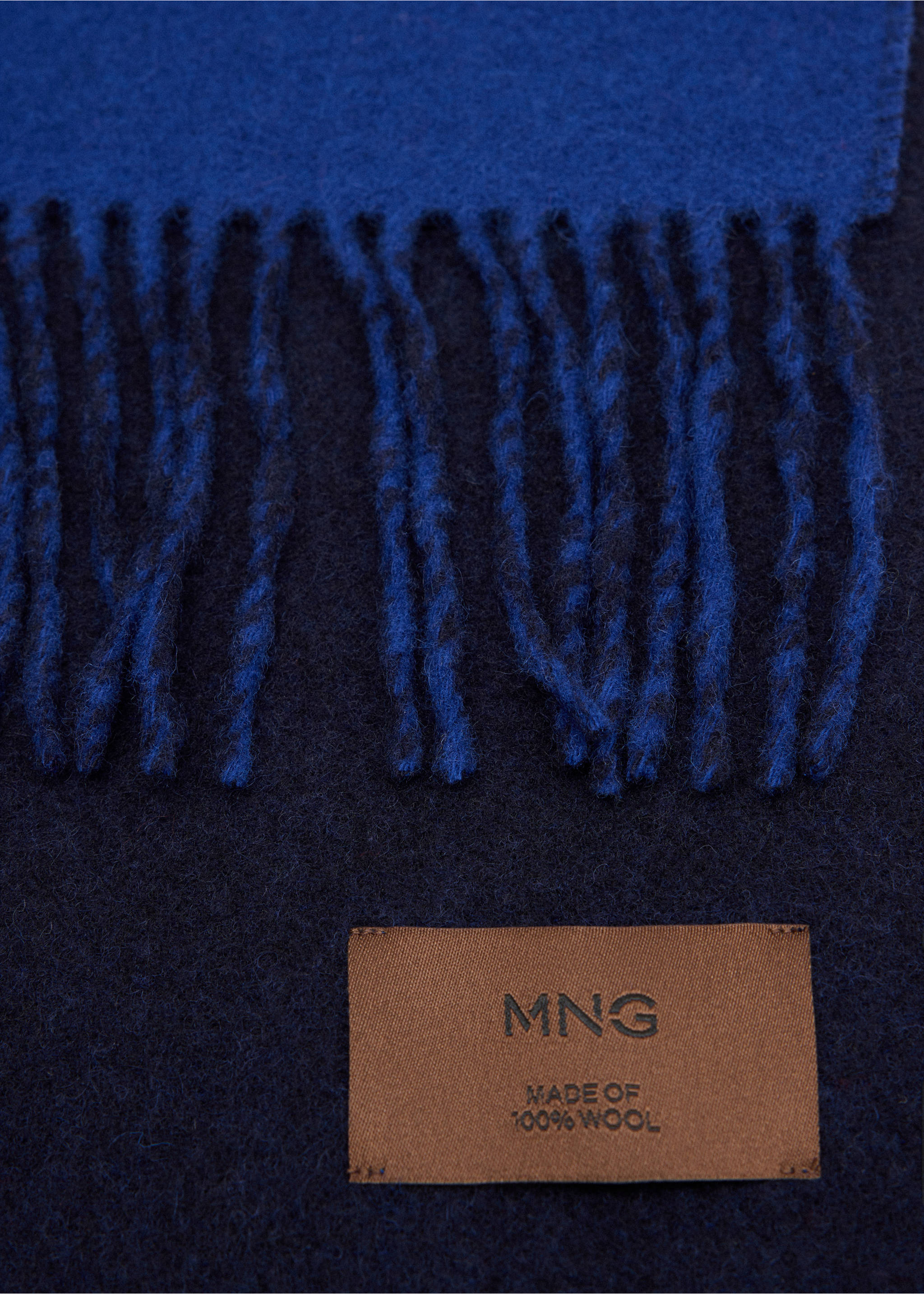 100% reversible wool scarf - Medium plane, Blue. Ref: 37026352-00.