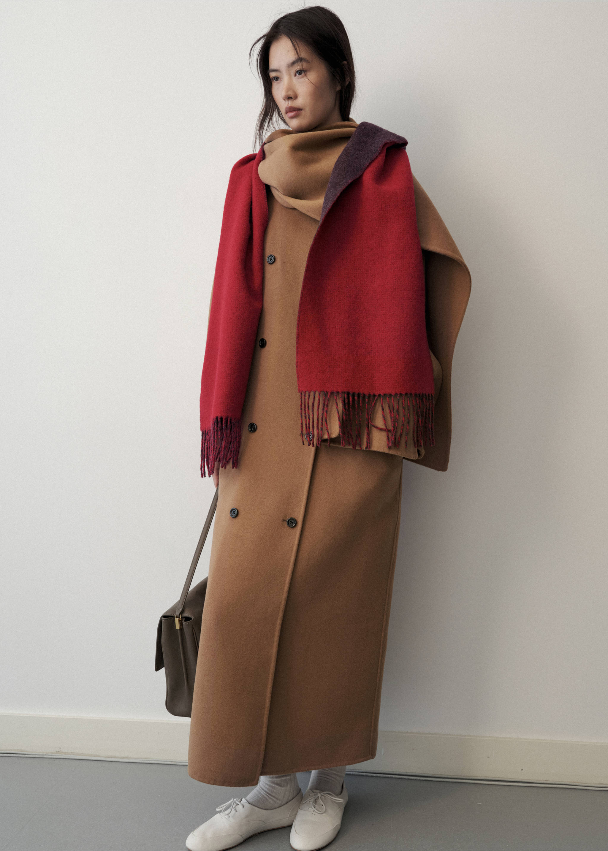 100% reversible wool scarf - General plane, Red. Ref: 37026353-00.