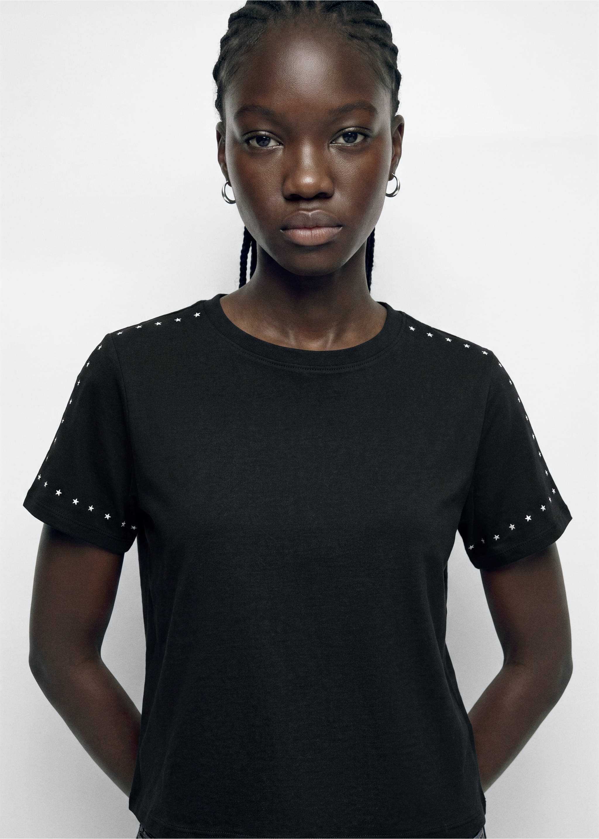 T-shirt starry - Plan moyen, Noir. Ref: 37026355-00.
