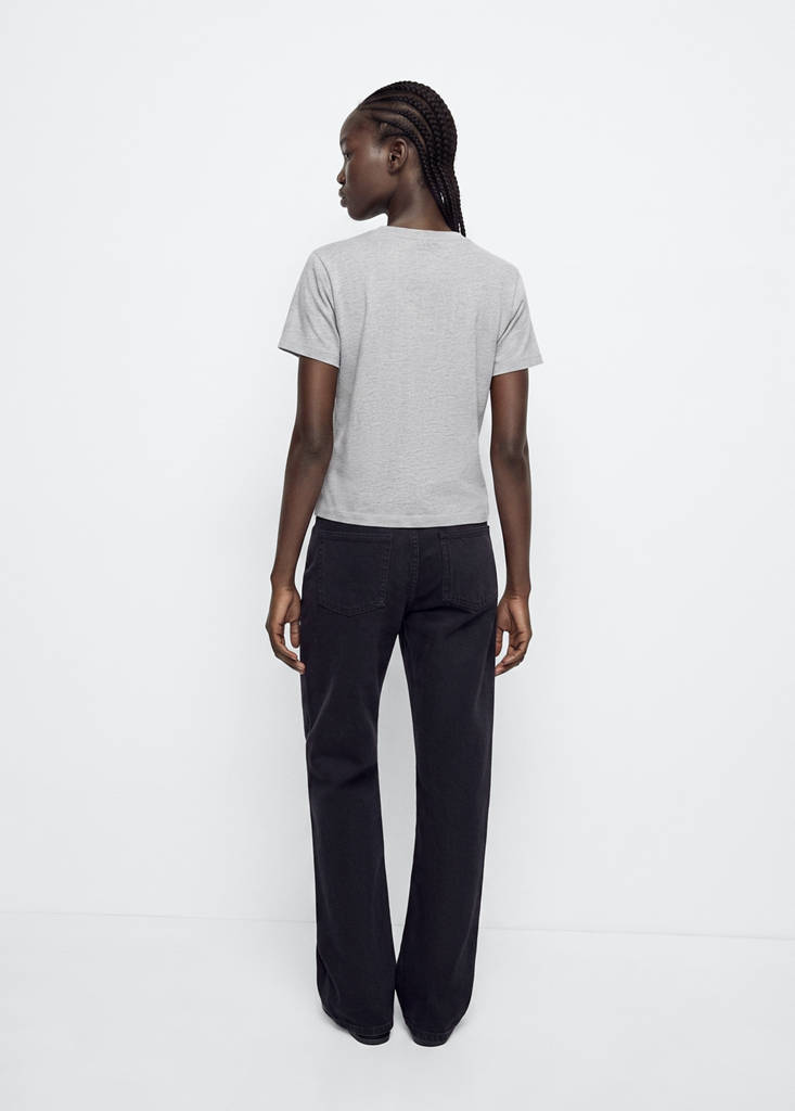 Cotton T-shirt with pleats and metal appliqués - thumbnail 3