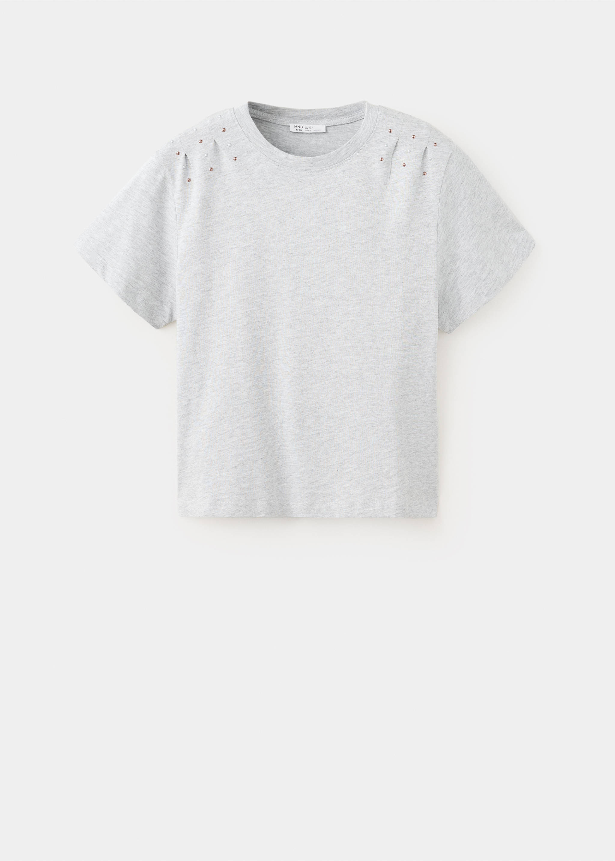 Camiseta algodón pliegues y aplicaciones metálicas - Artículo sin modelo, Gris claro vigoré. Ref: 37026356-00.