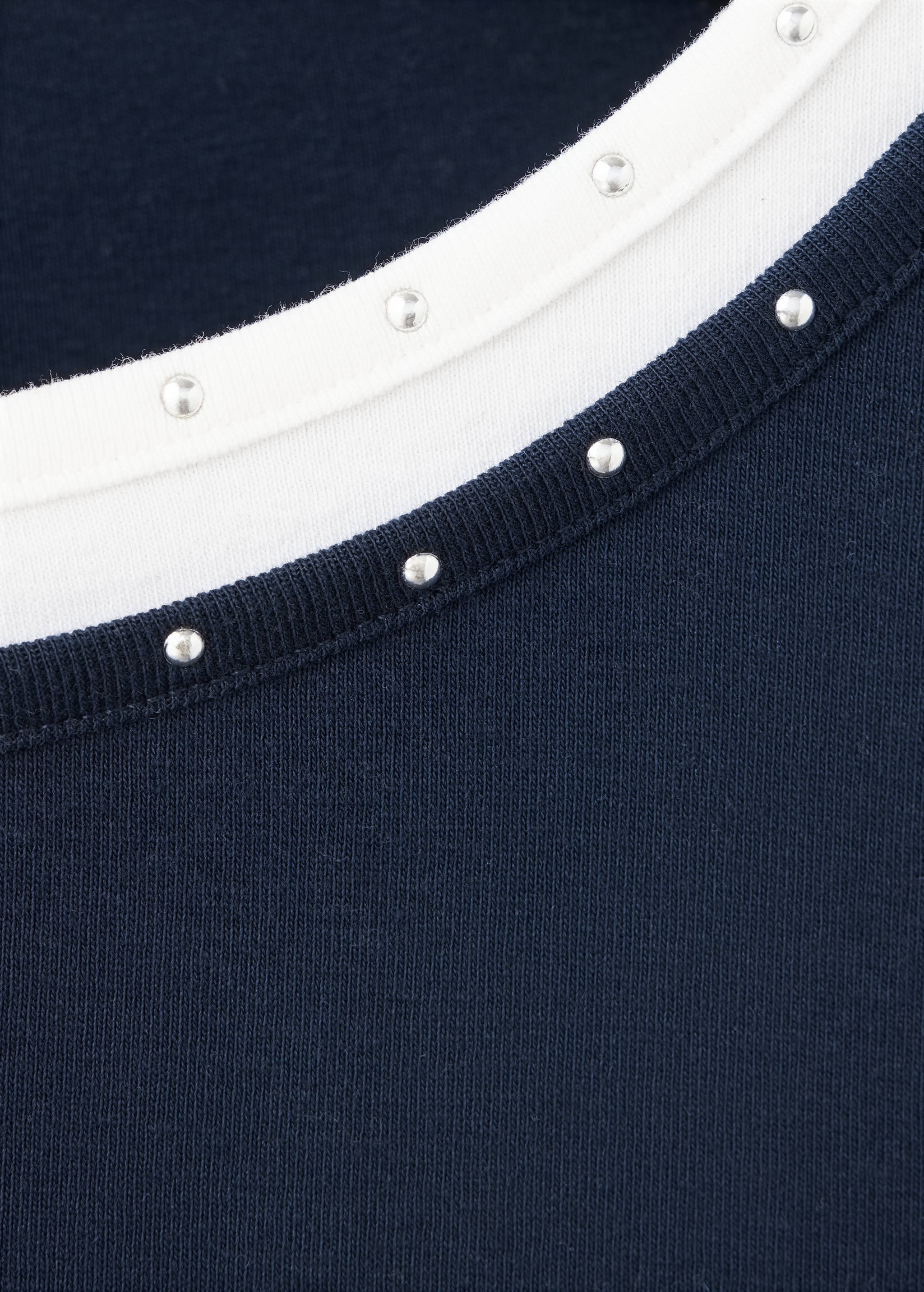 Cotton T-shirt with double-layer effect and rhinestones - Details of the article 8