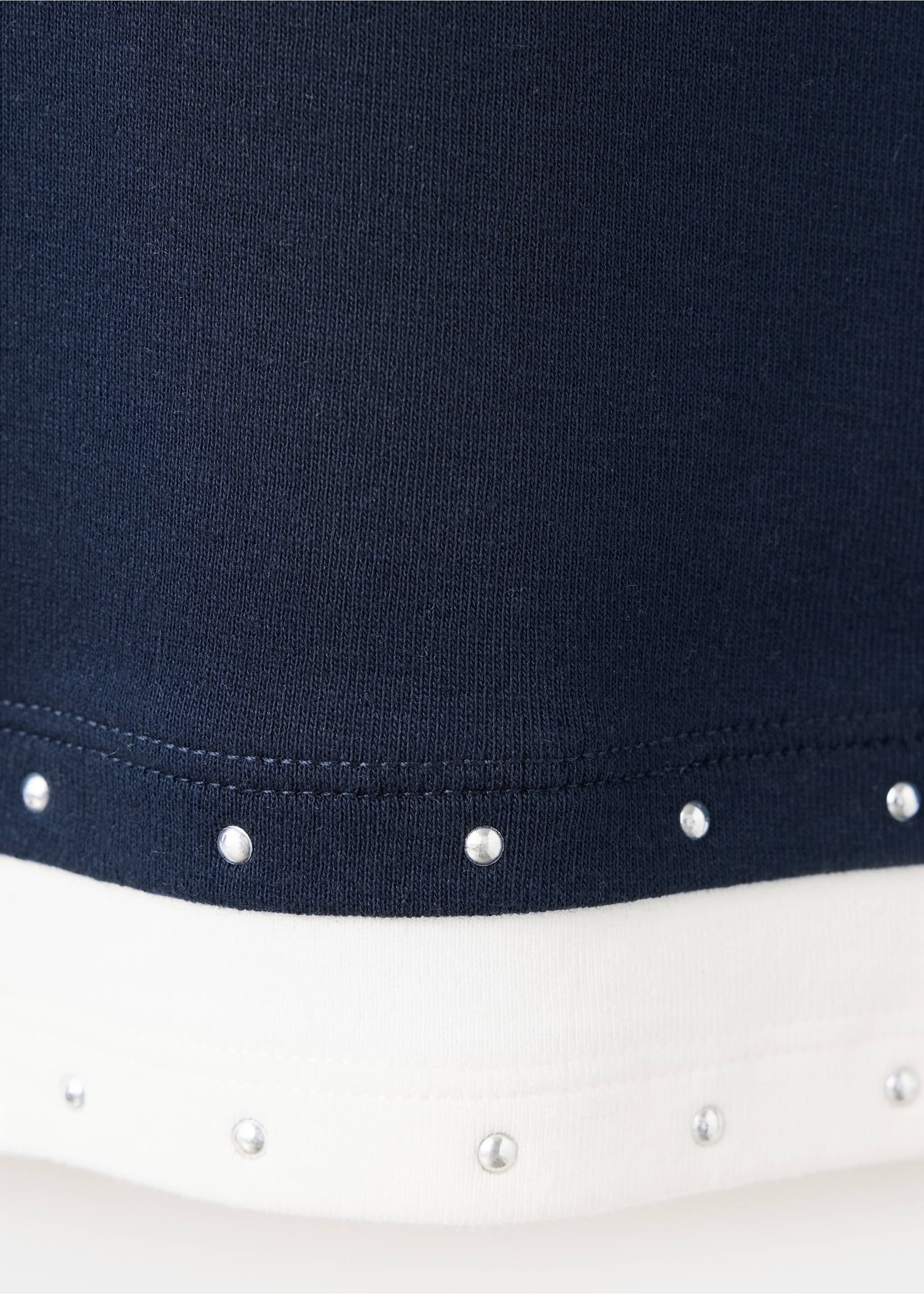 Cotton T-shirt with double-layer effect and rhinestones - Details of the article 0, Navy. Ref: 37026357-00.