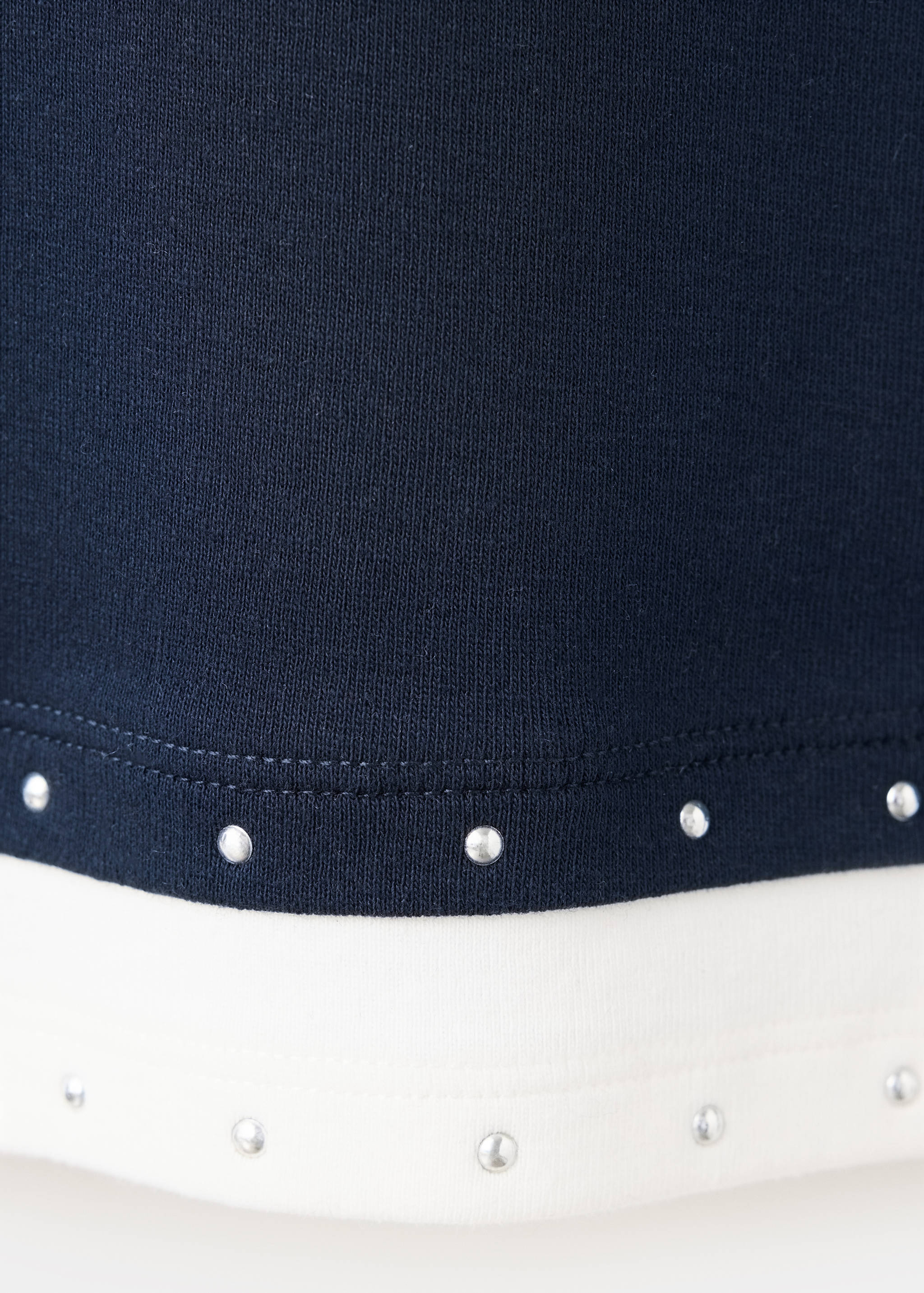 Cotton T-shirt with double-layer effect and rhinestones - Details of the article 0