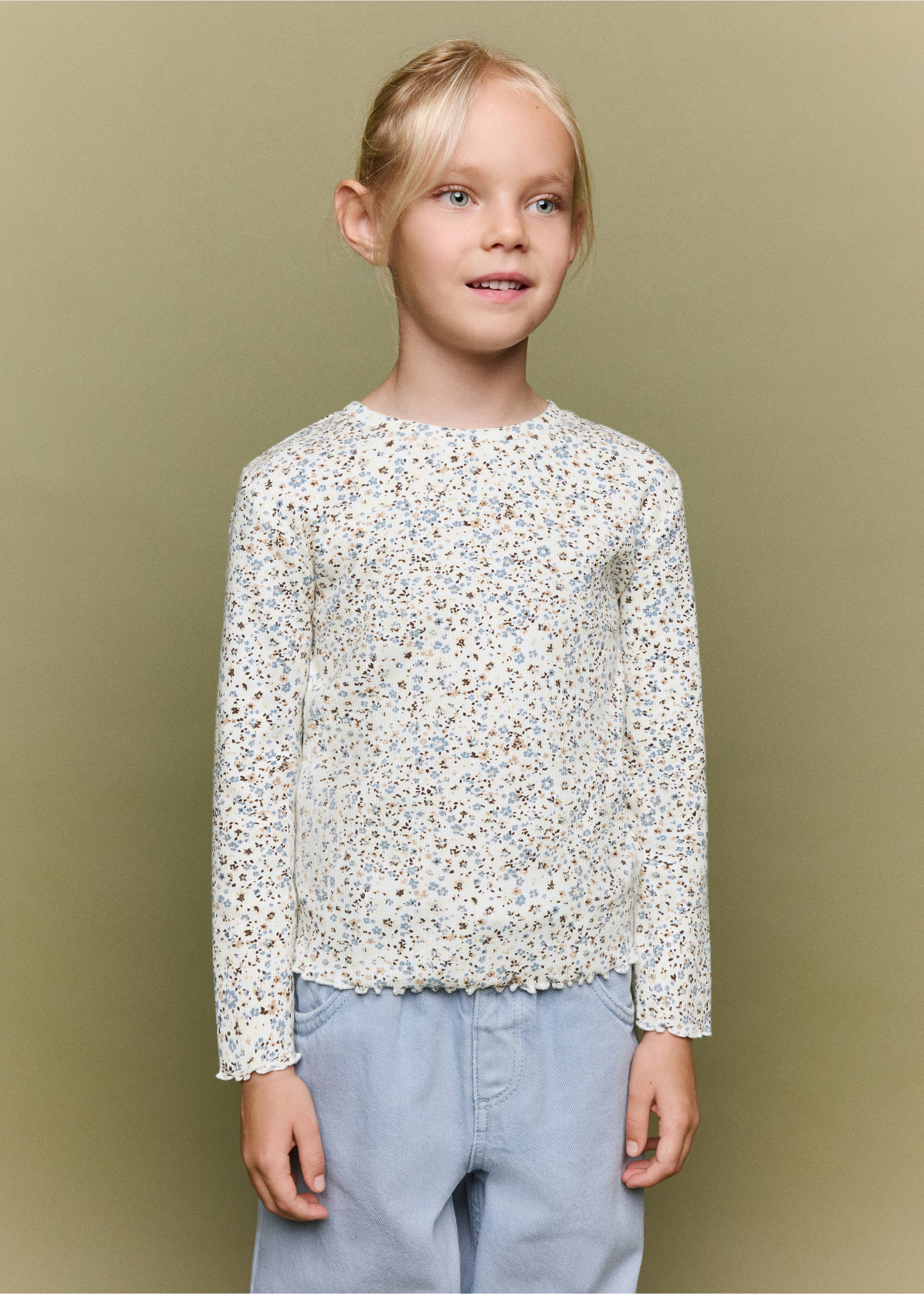 Ribbed flower T-shirt - Medium plane, Off White. Ref: 37026358-00.