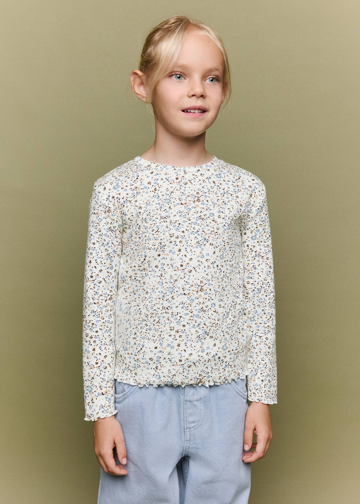 Ribbed flower T-shirt — Off White