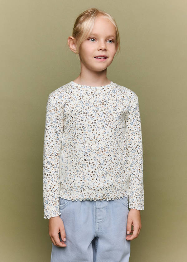 Ribbed flower T-shirt — Off White