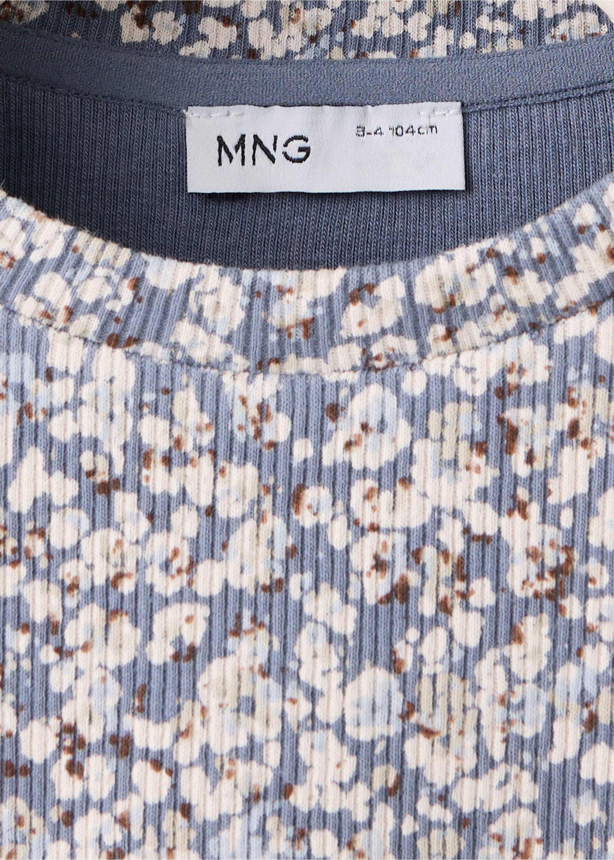 Ribbed flower T-shirt - Details of the article 8, Blue. Ref: 37026358-00.