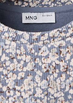 Ribbed flower T-shirt — Blue 4