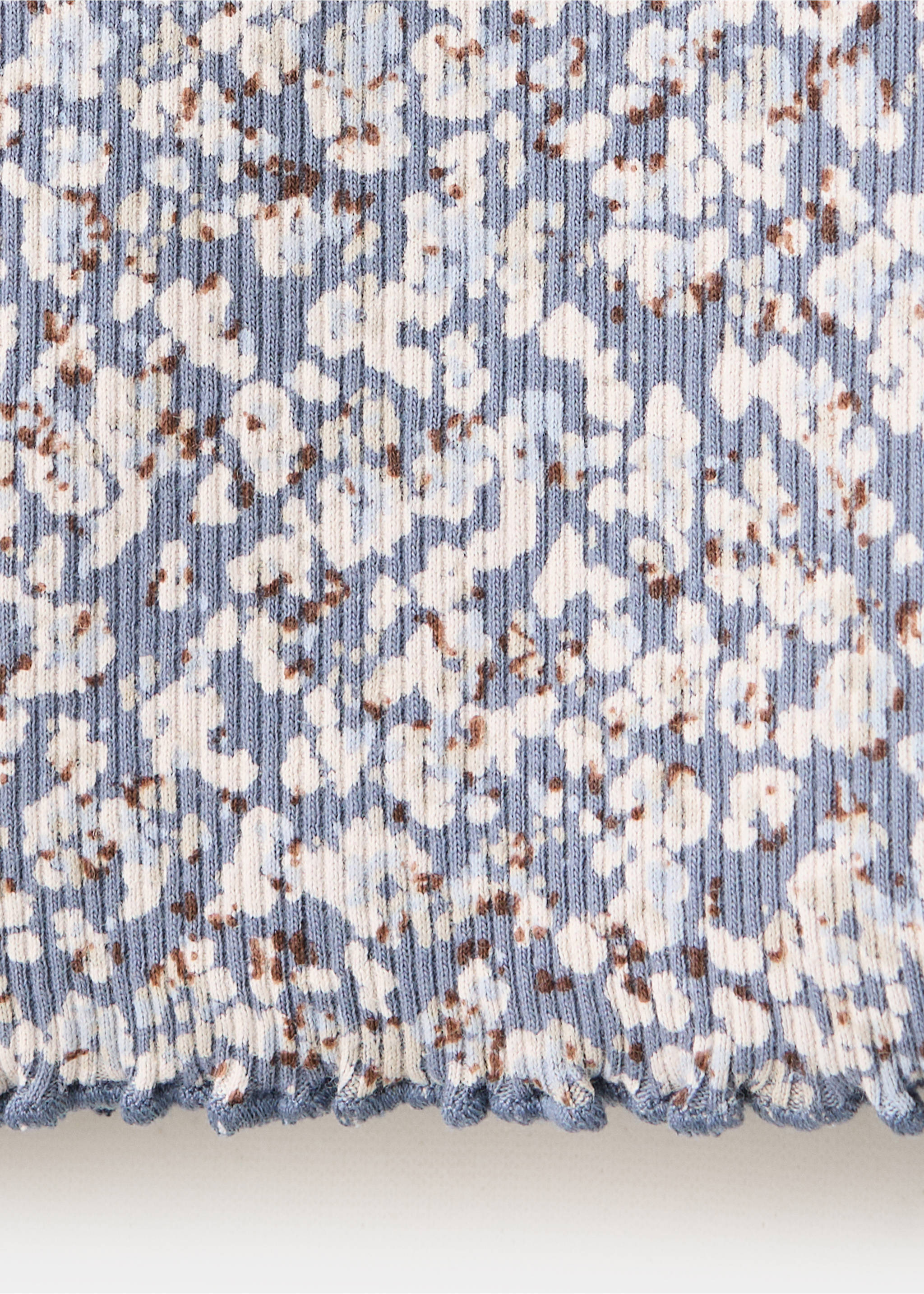 Ribbed flower T-shirt - Details of the article 0, Blue. Ref: 37026358-00.