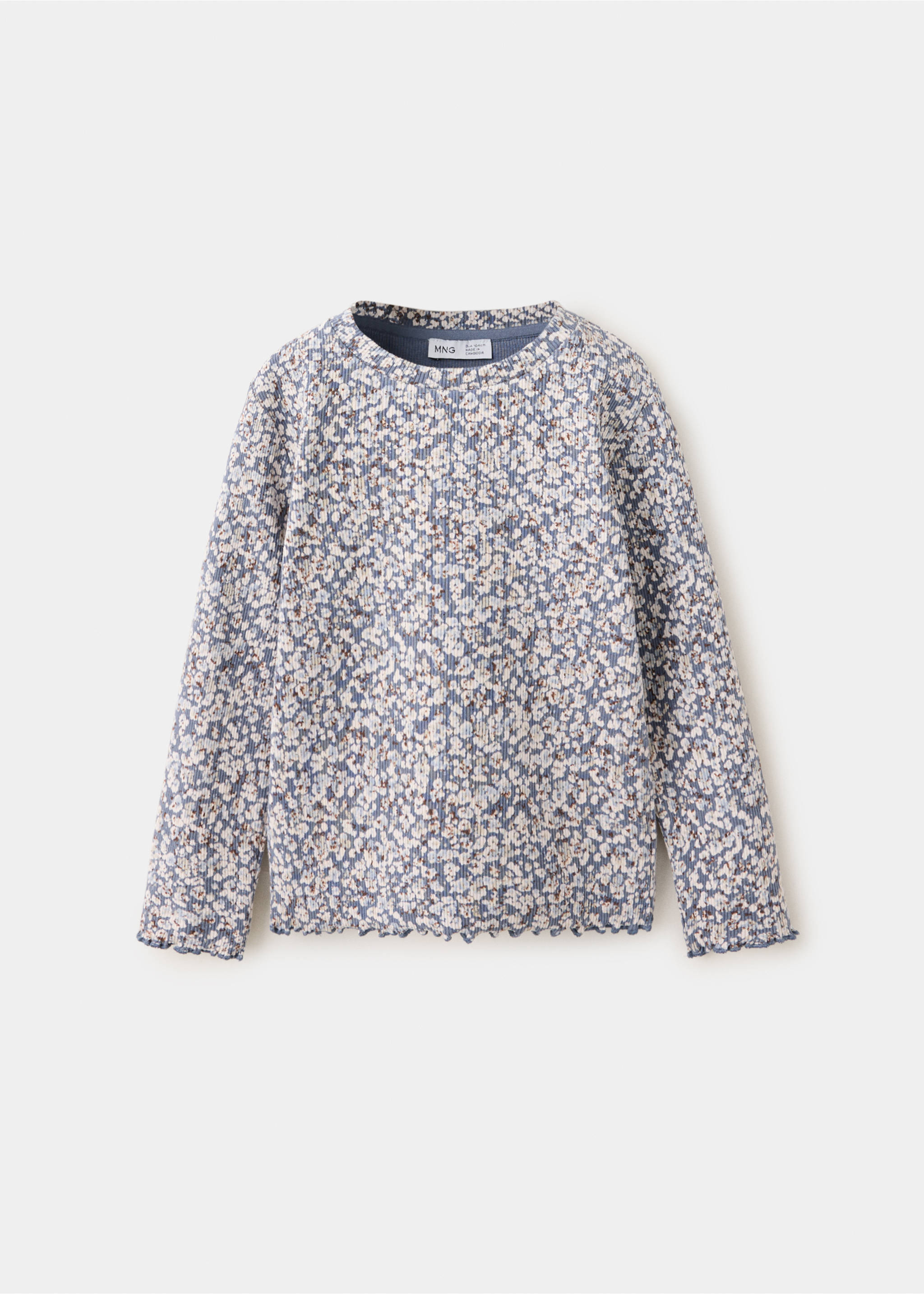 Ribbed flower T-shirt - Article without model, Blue. Ref: 37026358-00.