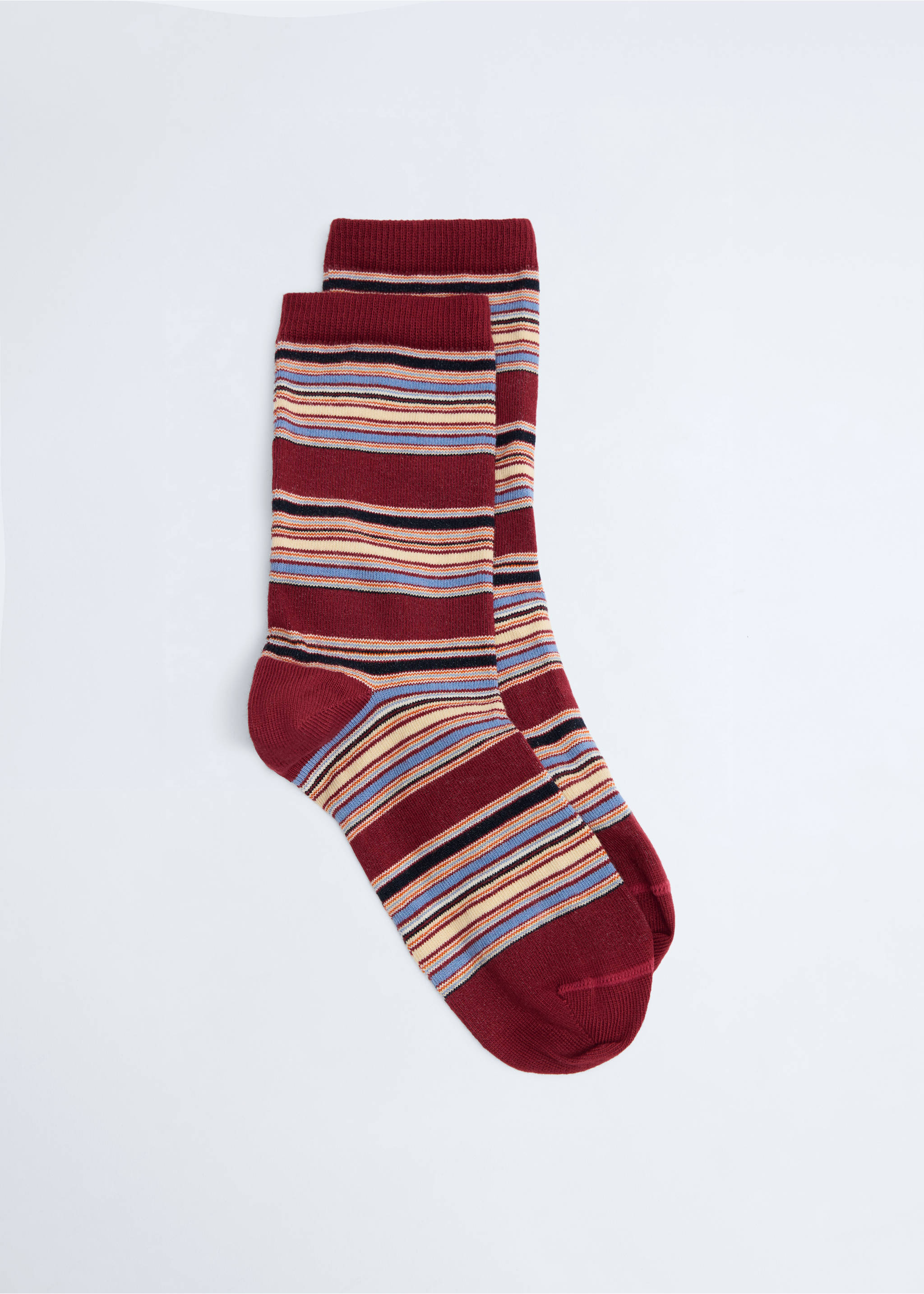 Fine-knit striped socks - Article without model, Maroon. Ref: 37026361-00.
