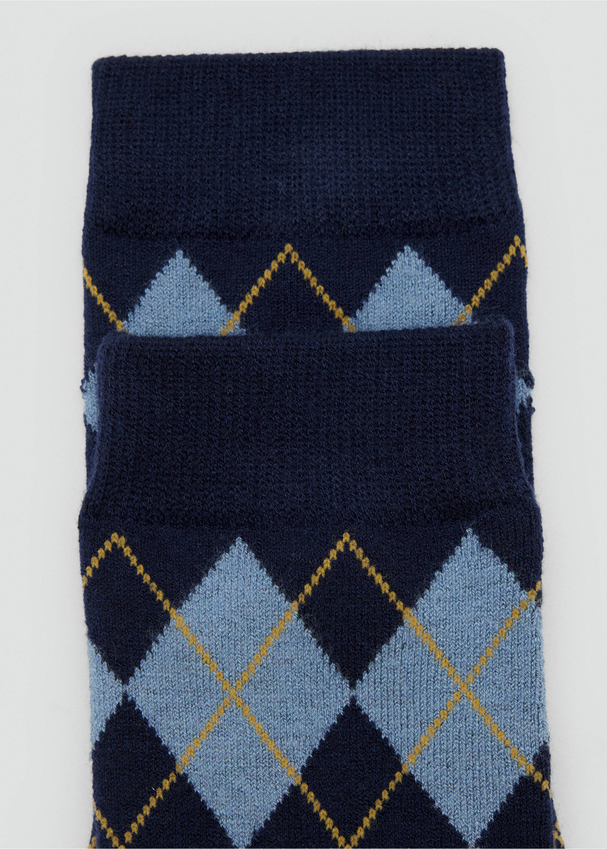 Argyle knit socks - Details of the article 1, Blue. Ref: 37026362-00.