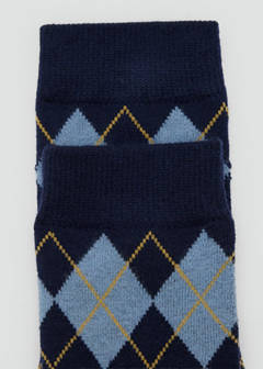 Argyle knit socks — Blue 3