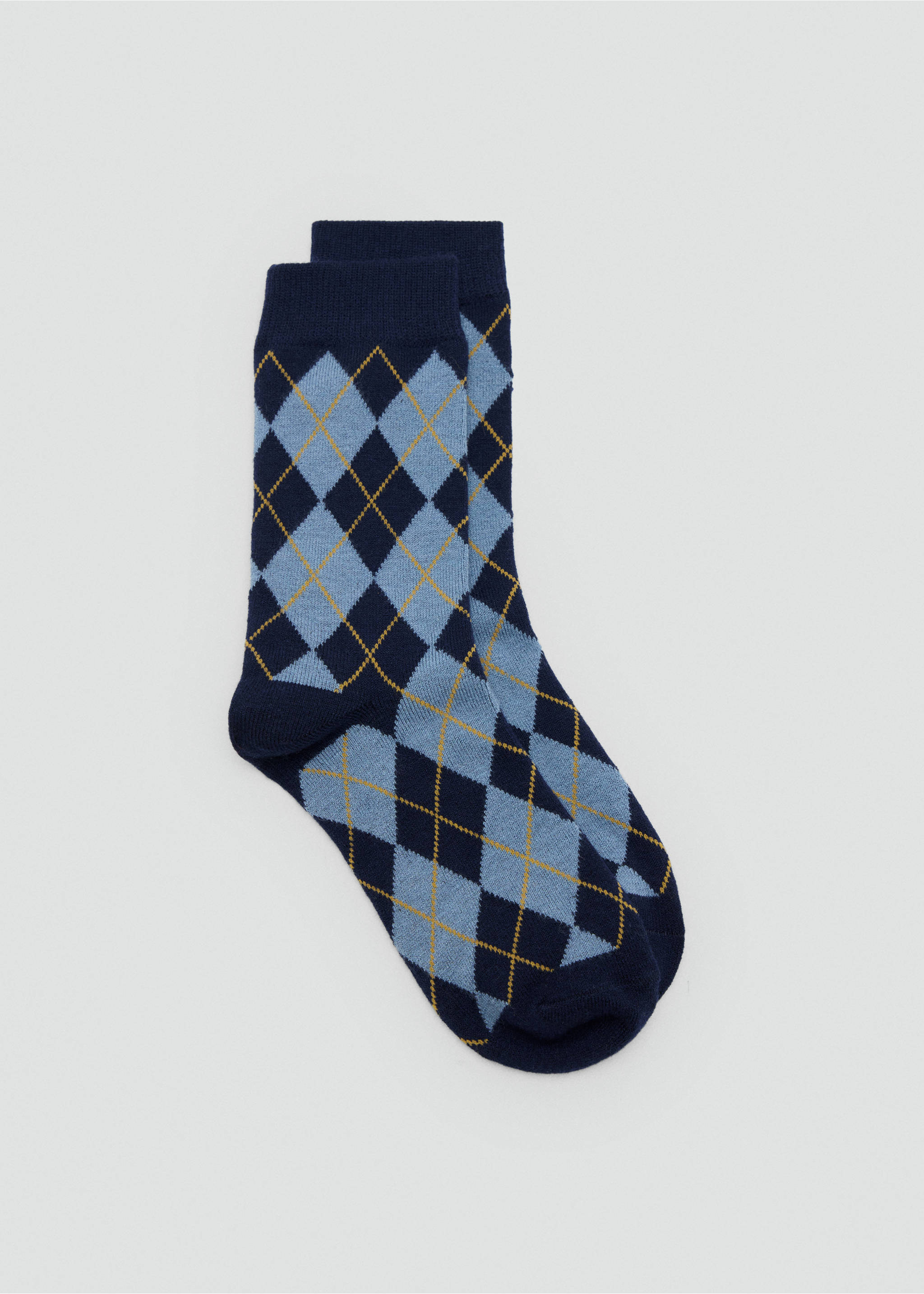Argyle knit socks - Article without model, Blue. Ref: 37026362-00.