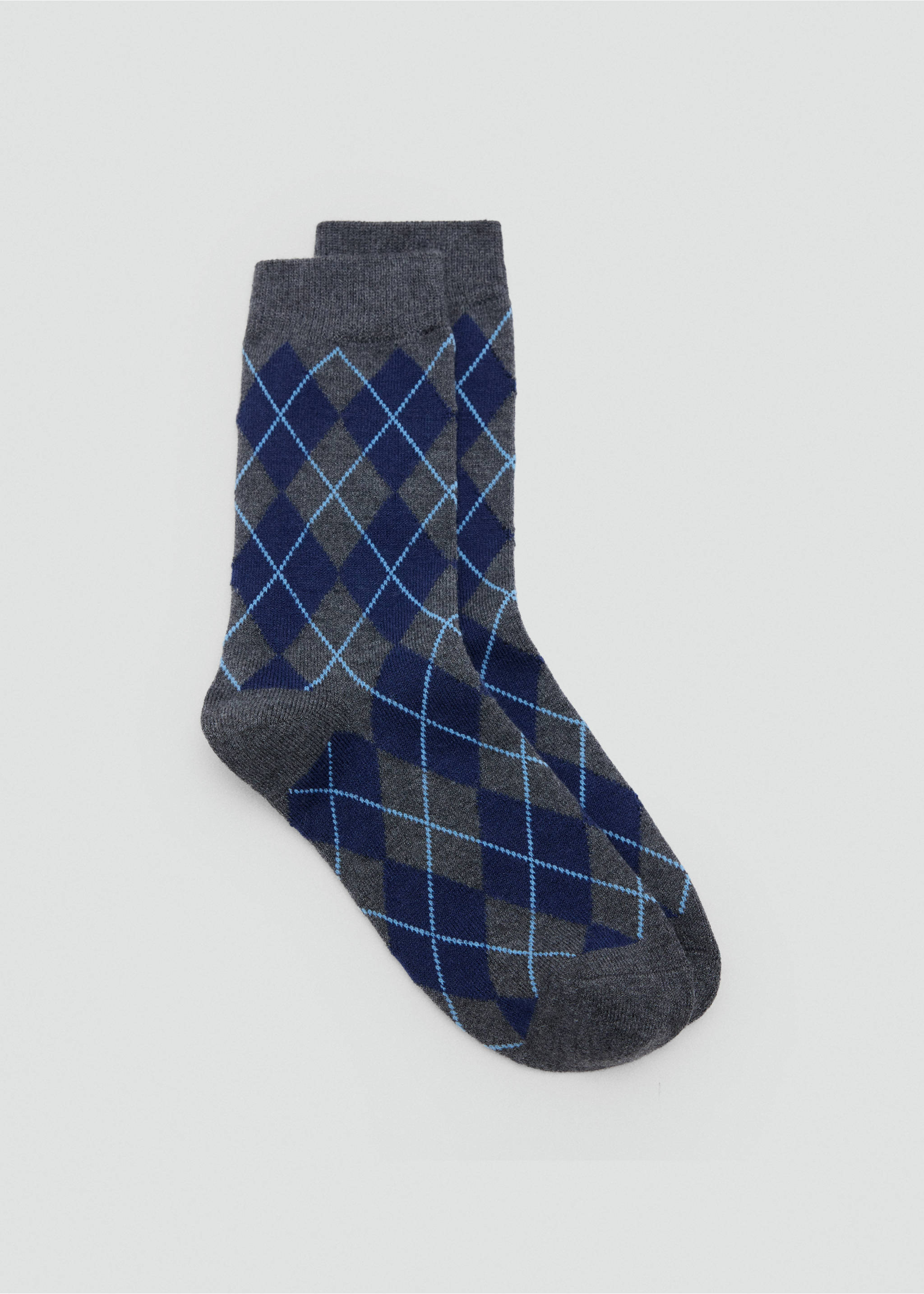 Argyle knit socks - Article without model, Navy. Ref: 37026362-00.