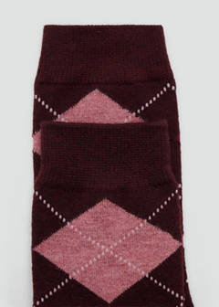 Argyle knit socks — Burgundy 3