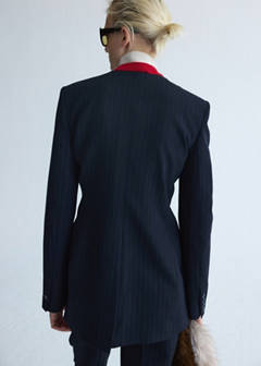 Wool pinstripe blazer — Navy 3