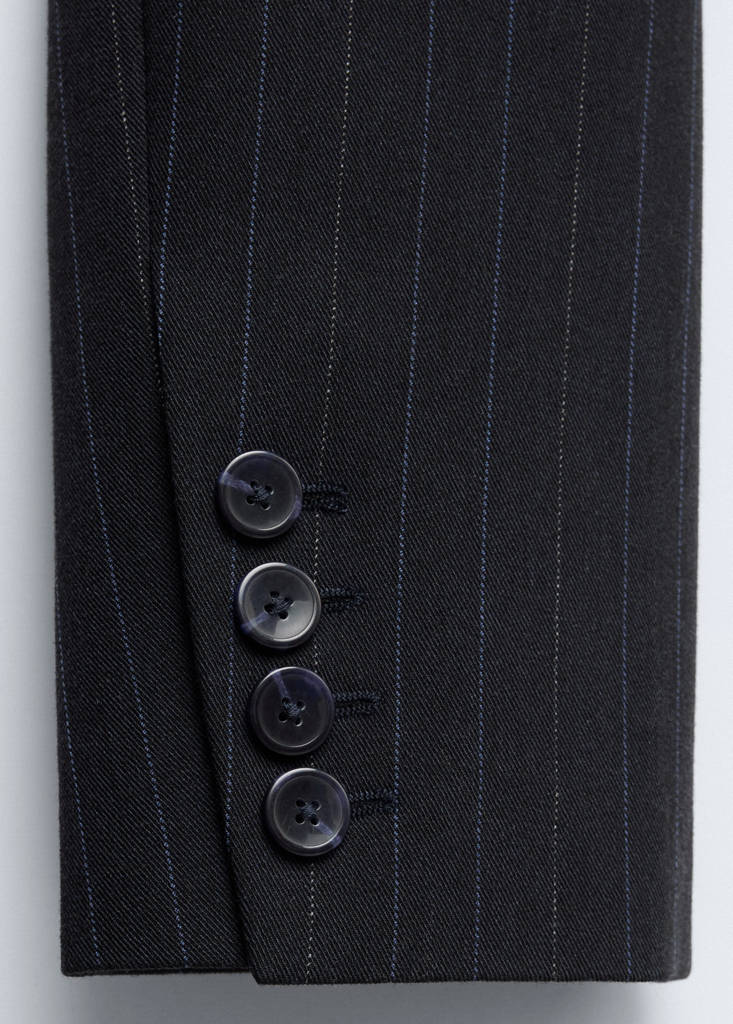Wool pinstripe blazer — Navy