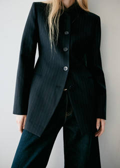 Wool pinstripe blazer — Navy 9