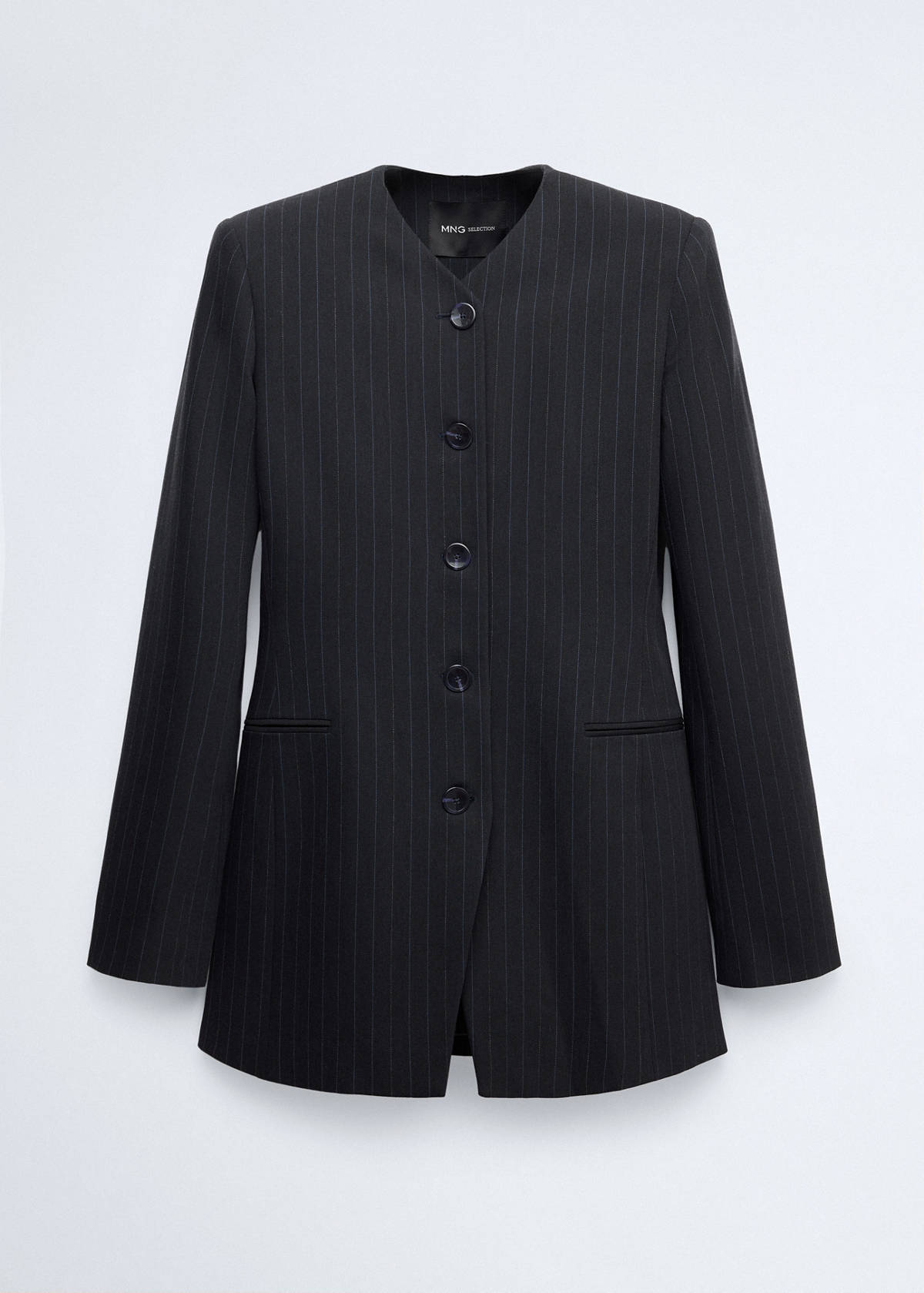 Wool pinstripe blazer — Navy
