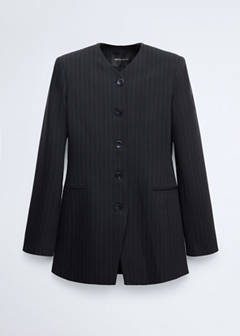 Wool pinstripe blazer — Navy 6