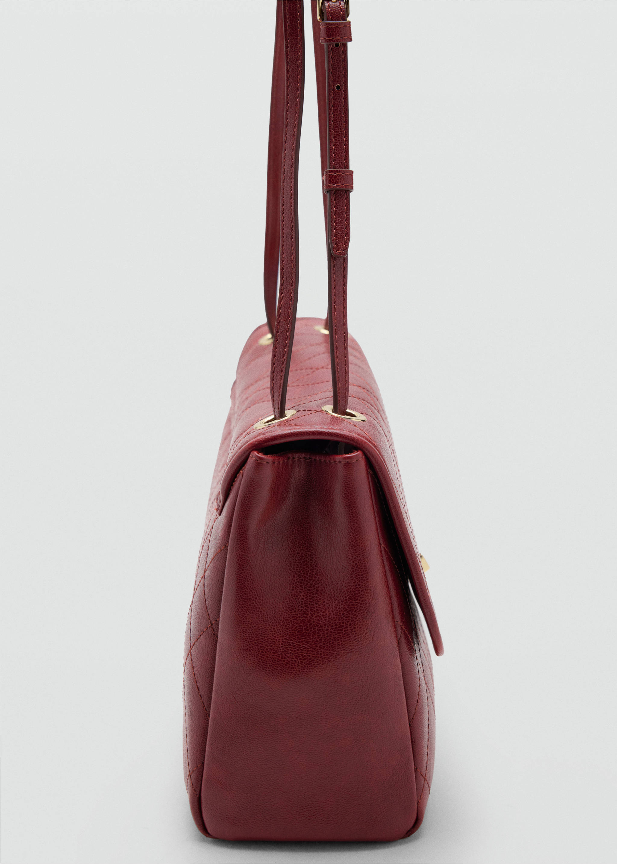 Quilted shoulder bag - Details of the article 1, Burgundy. Ref: 37026368-00.