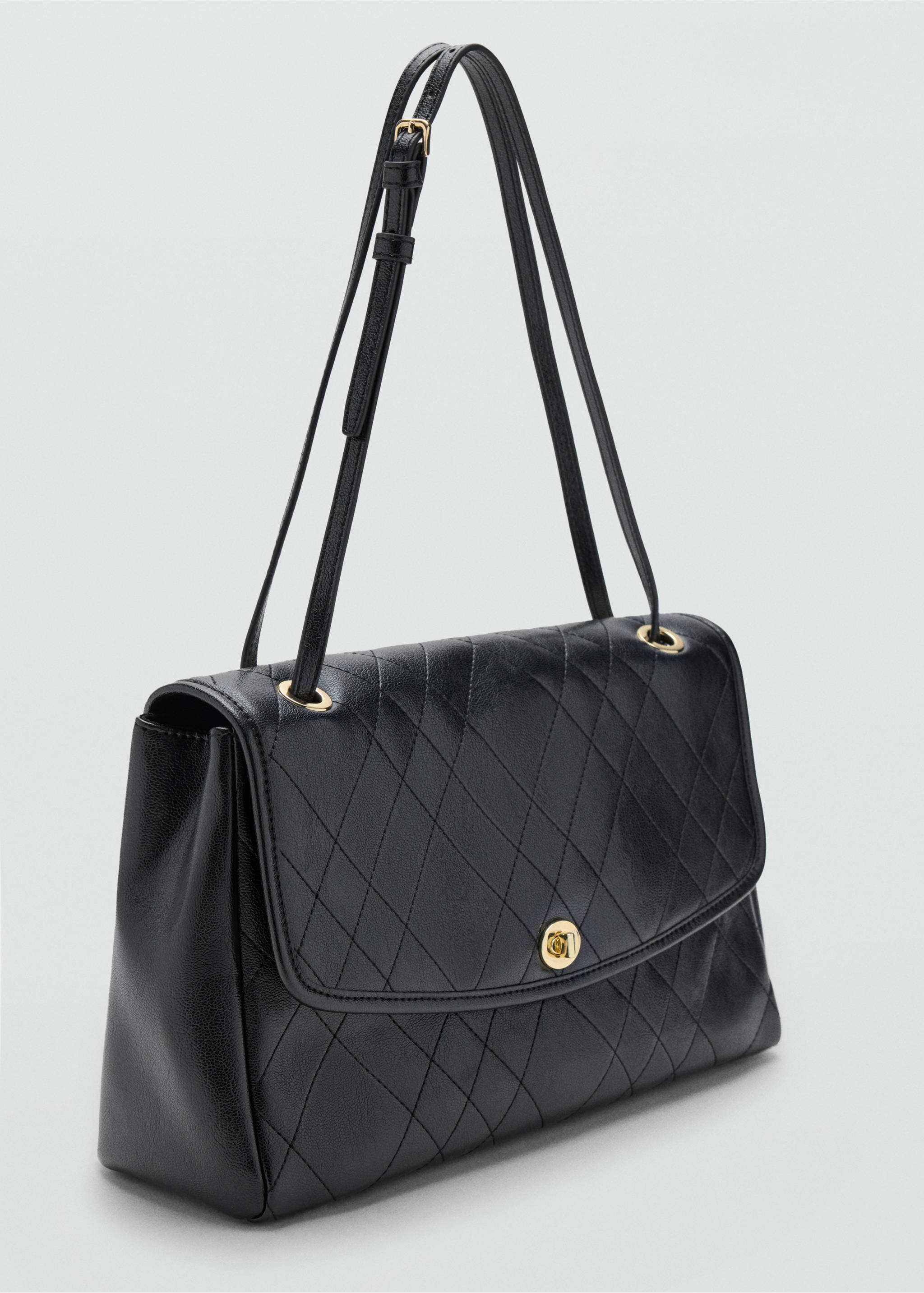 Quilted shoulder bag - Medium plane, Black. Ref: 37026368-00.
