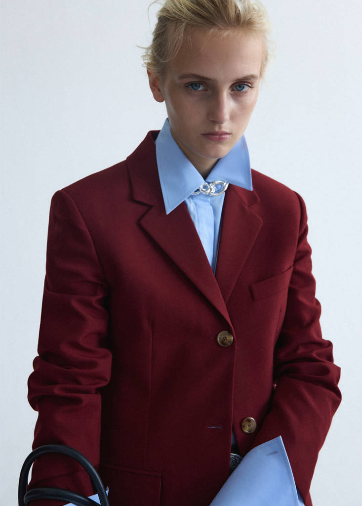 Wool suit blazer — Wine