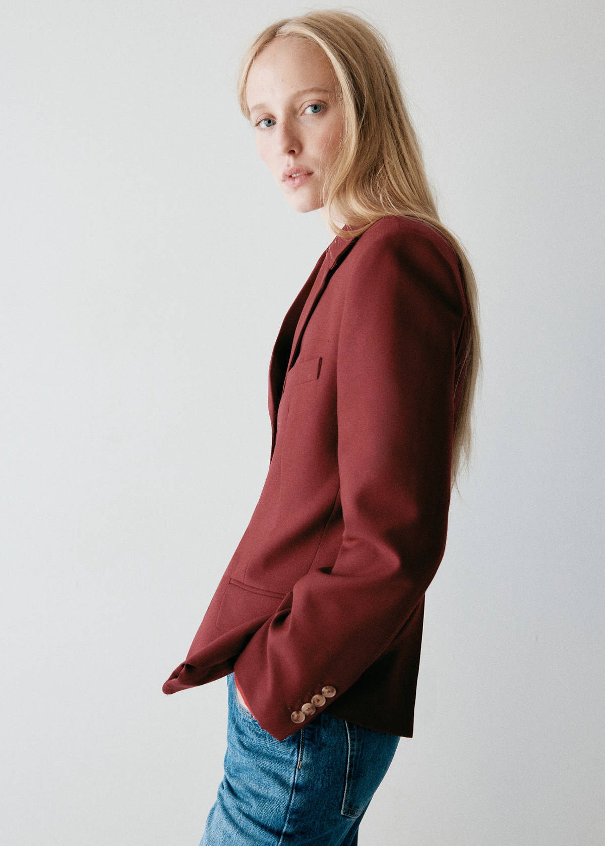 Wool suit blazer — Wine
