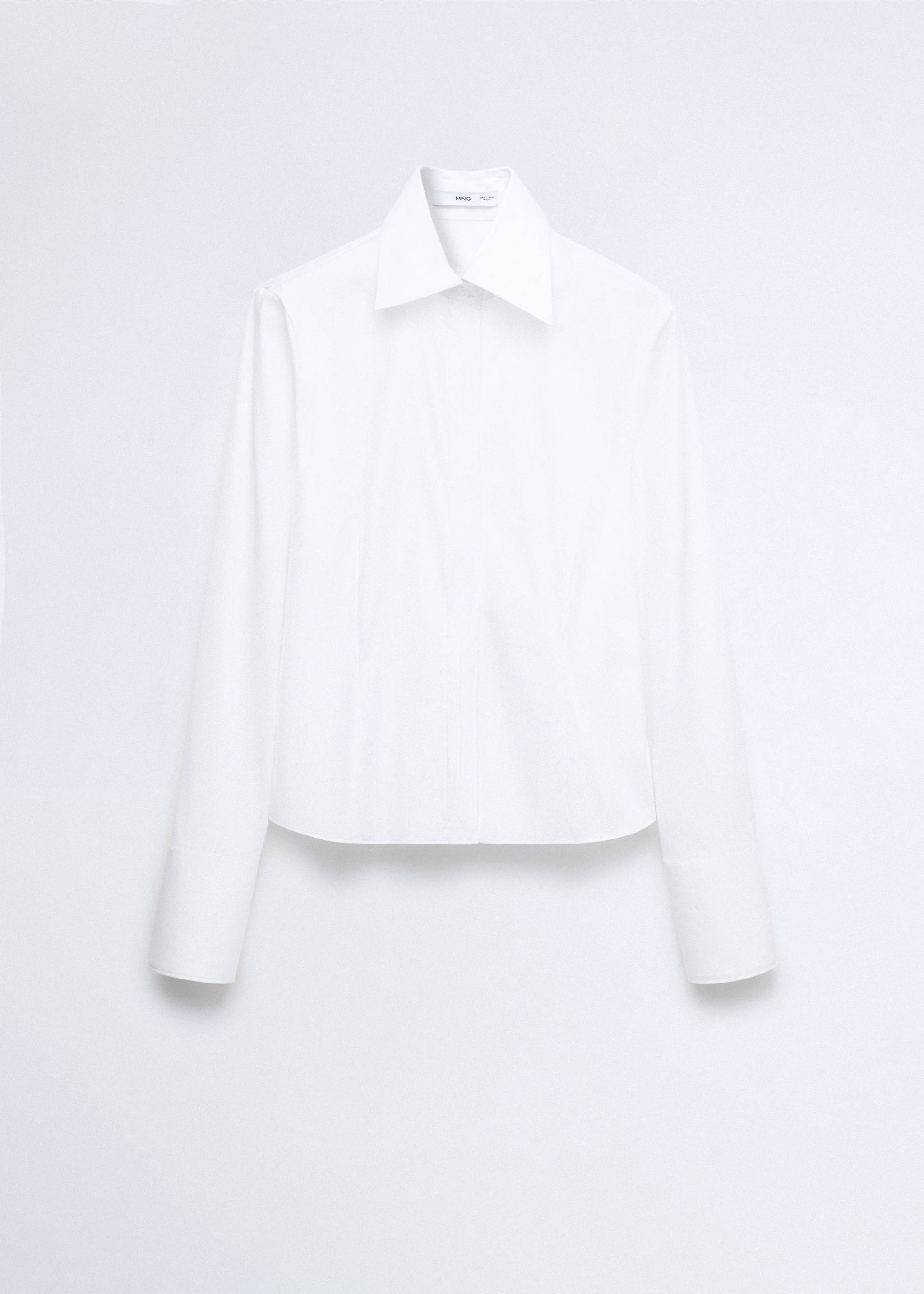 Cropped poplin shirt - Article without model, White. Ref: 37026370-00.