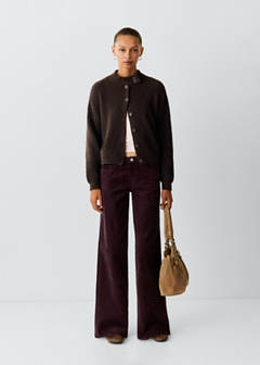 Wide leg corduroy trousers — Burgundy 2