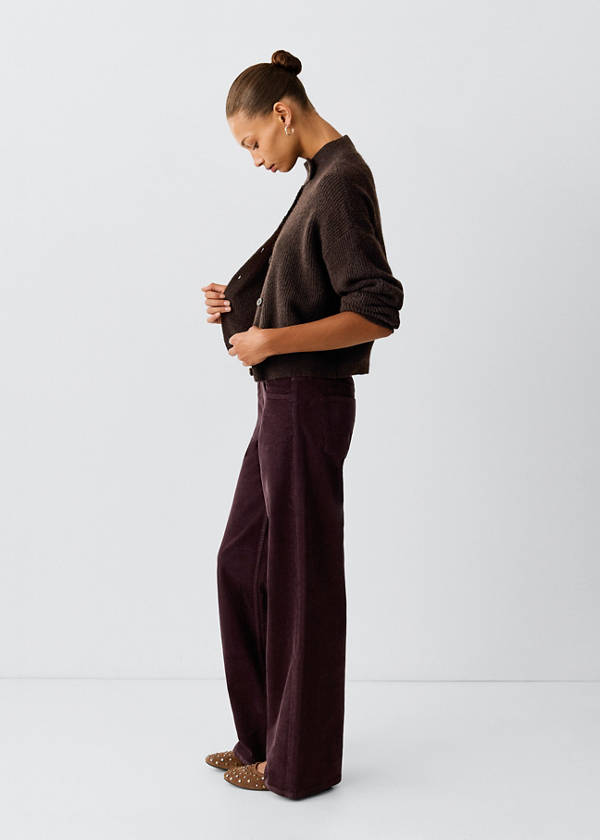 Wide leg corduroy trousers — Burgundy