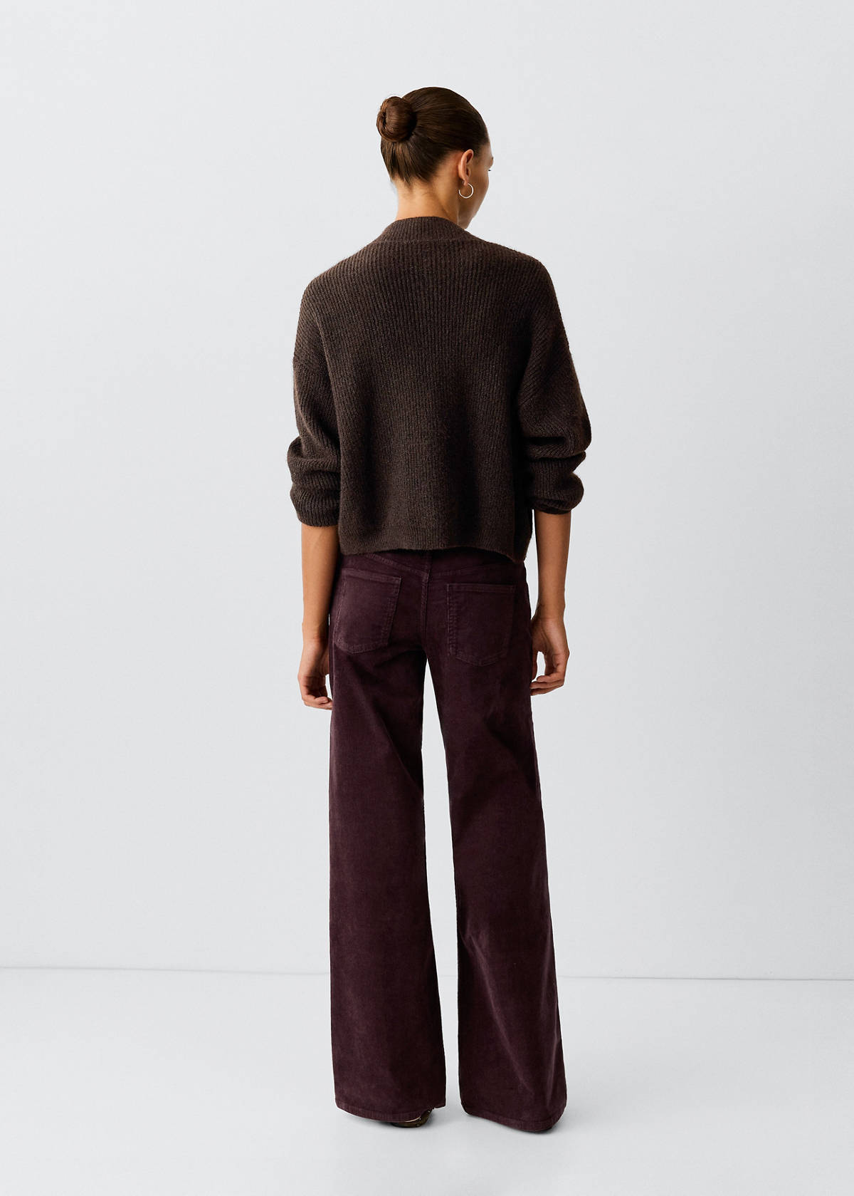 Wide leg corduroy trousers — Burgundy