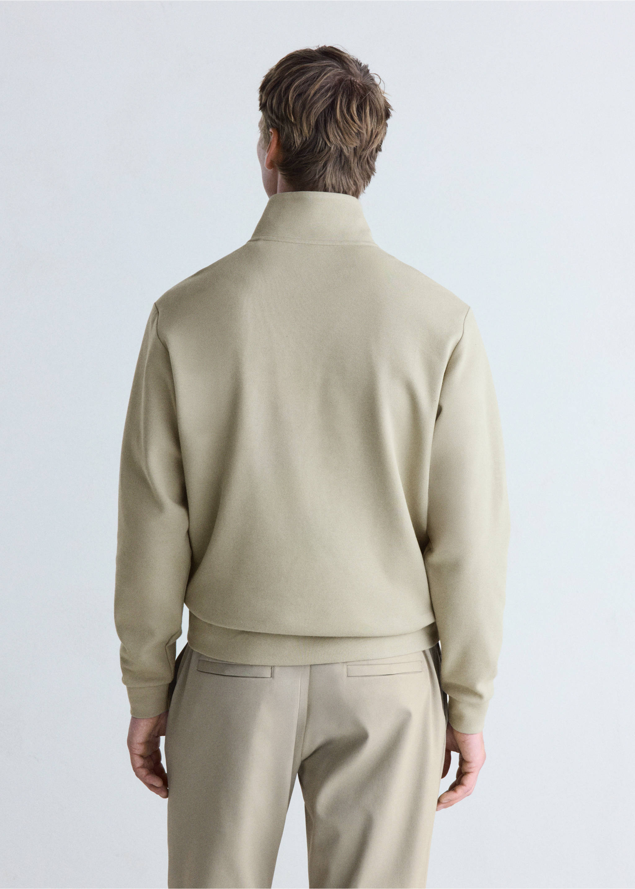 Thermolite®-sweatshirt med dragkedja i halsen - Artikelns baksida, Ljus/Pastellgrå. Ref: 37026728-00.