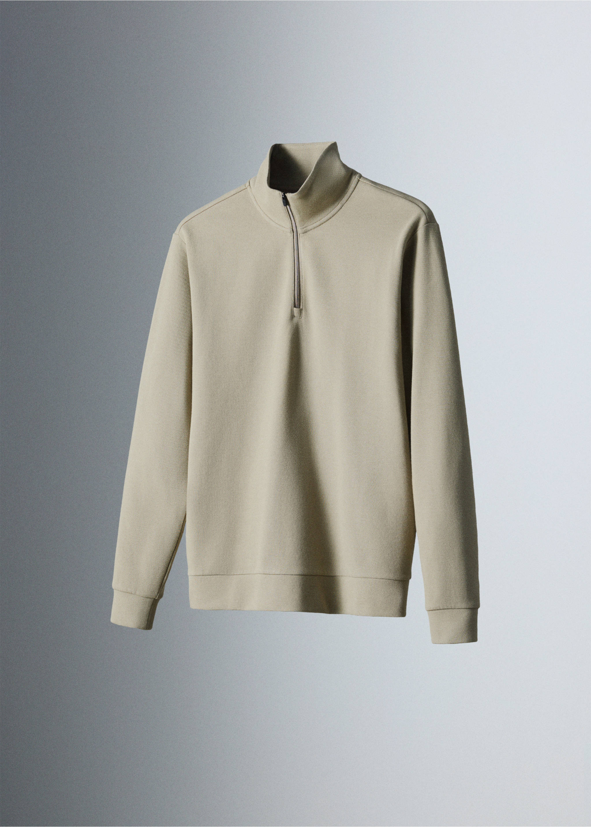 Thermolite® zip-neck sweatshirt - Details of the article 5, Light/Pastel Grey. Ref: 37026728-00.