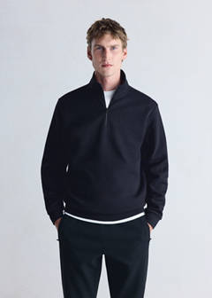 Thermolite® zip-neck sweatshirt — Navy 1