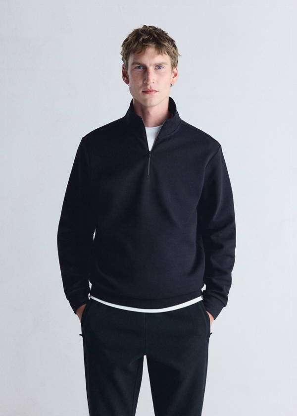Thermolite® zip-neck sweatshirt — Navy