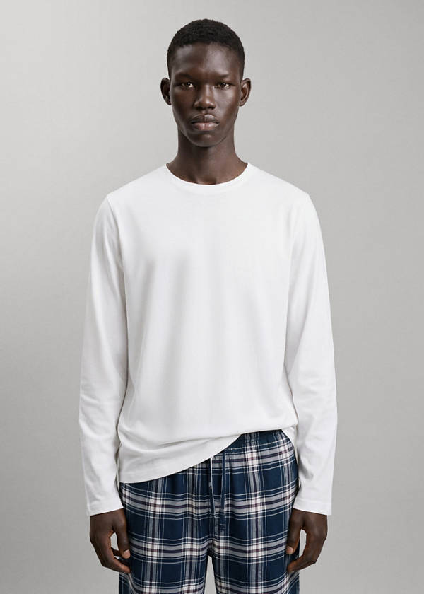 Full cotton check pyjamas — Navy