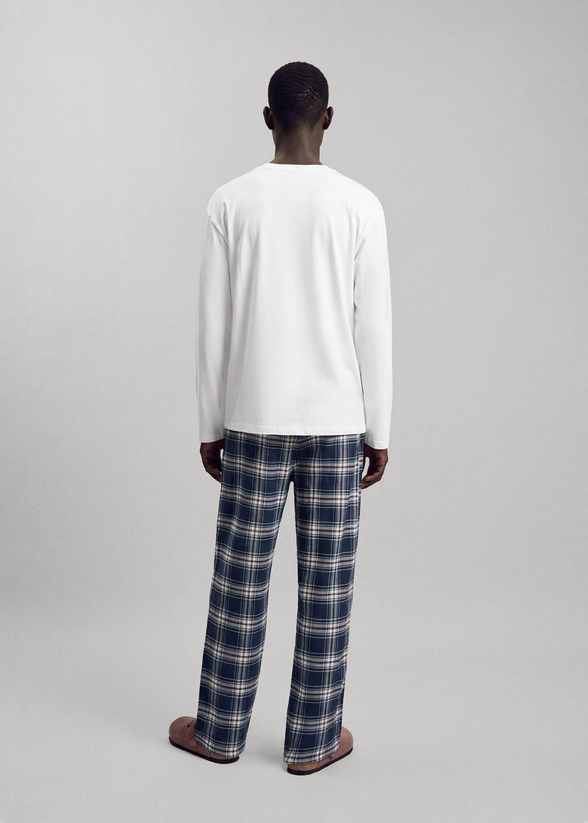 Full cotton check pyjamas — Navy