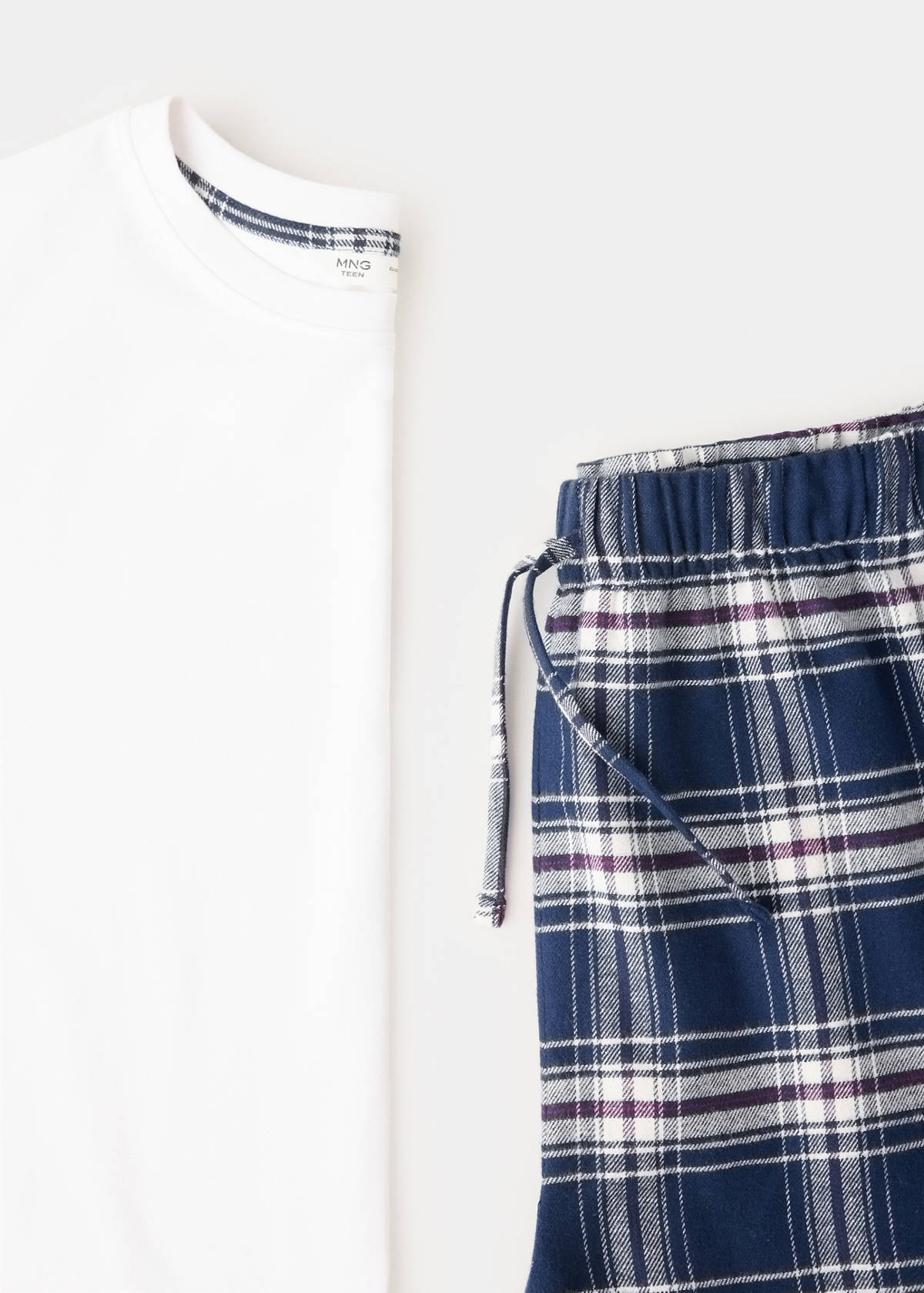 Full cotton check pyjamas — Navy