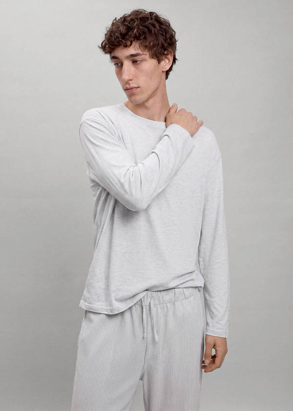 Full-length cotton pajama set — Grey