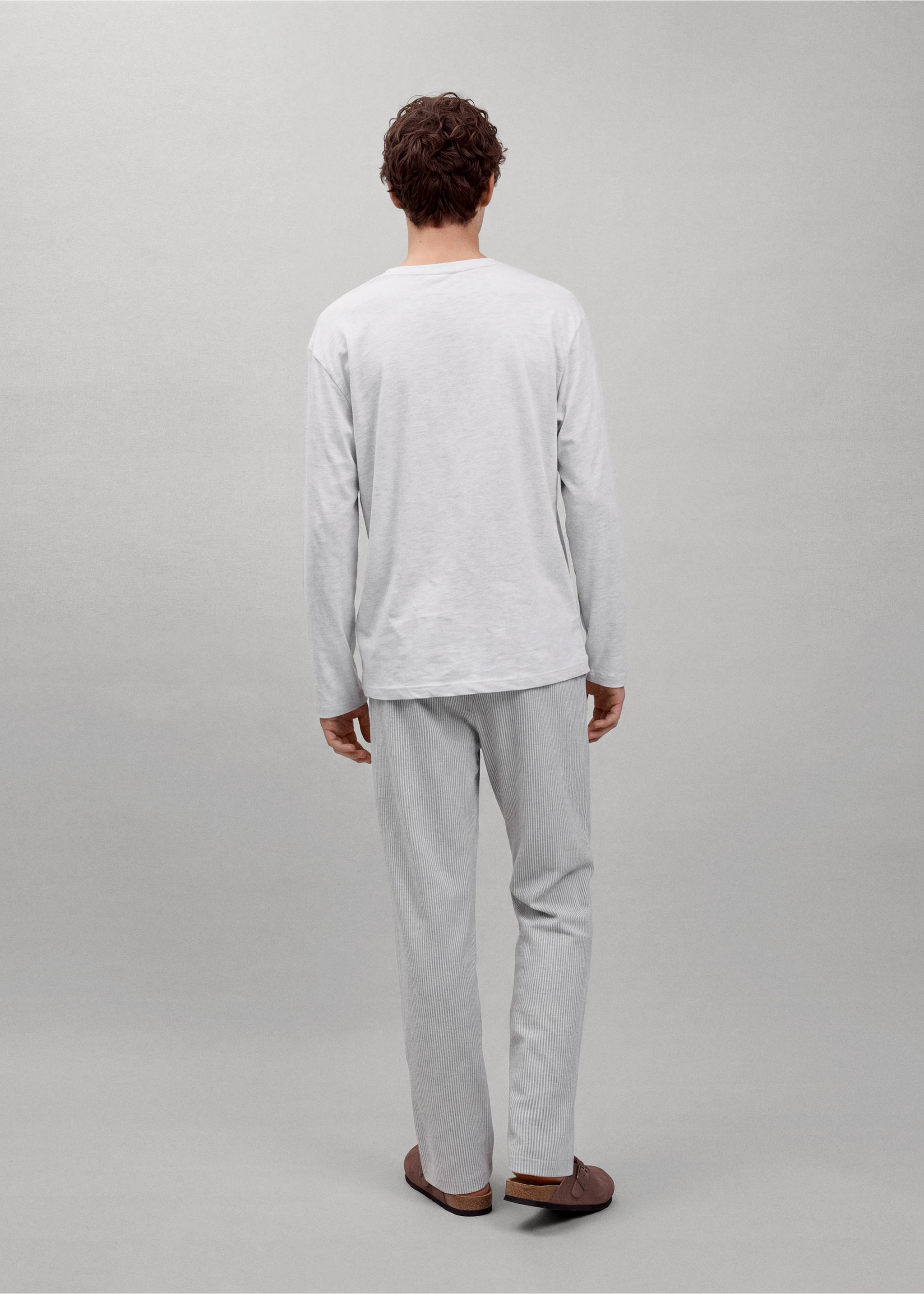 Full-length cotton pajama set - Reverse of the article, Grey. Ref: 37026732-00.