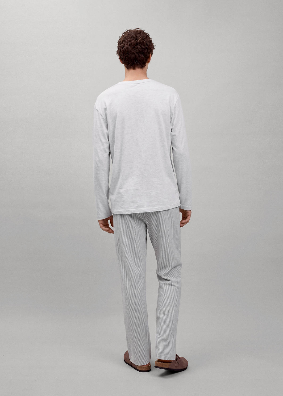 Full-length cotton pajama set — Grey