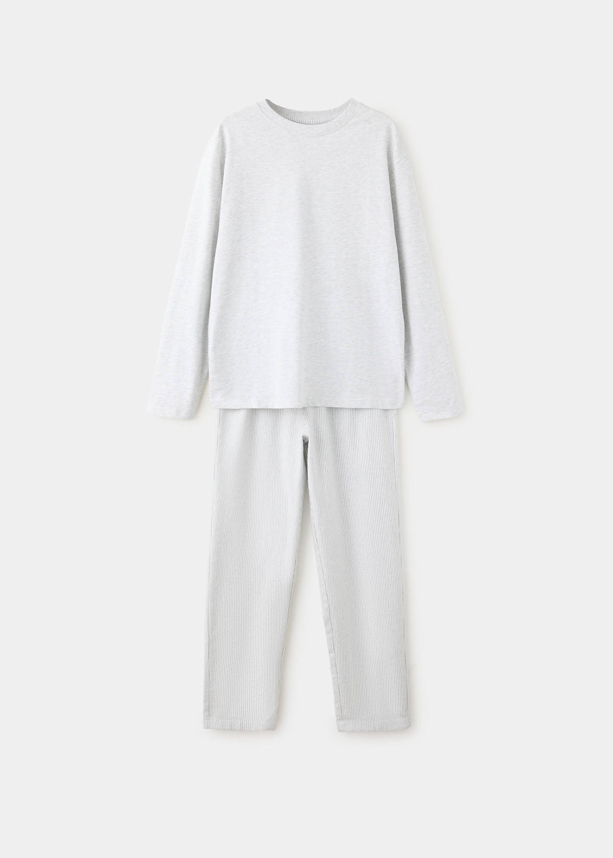 Full-length cotton pajama set — Grey