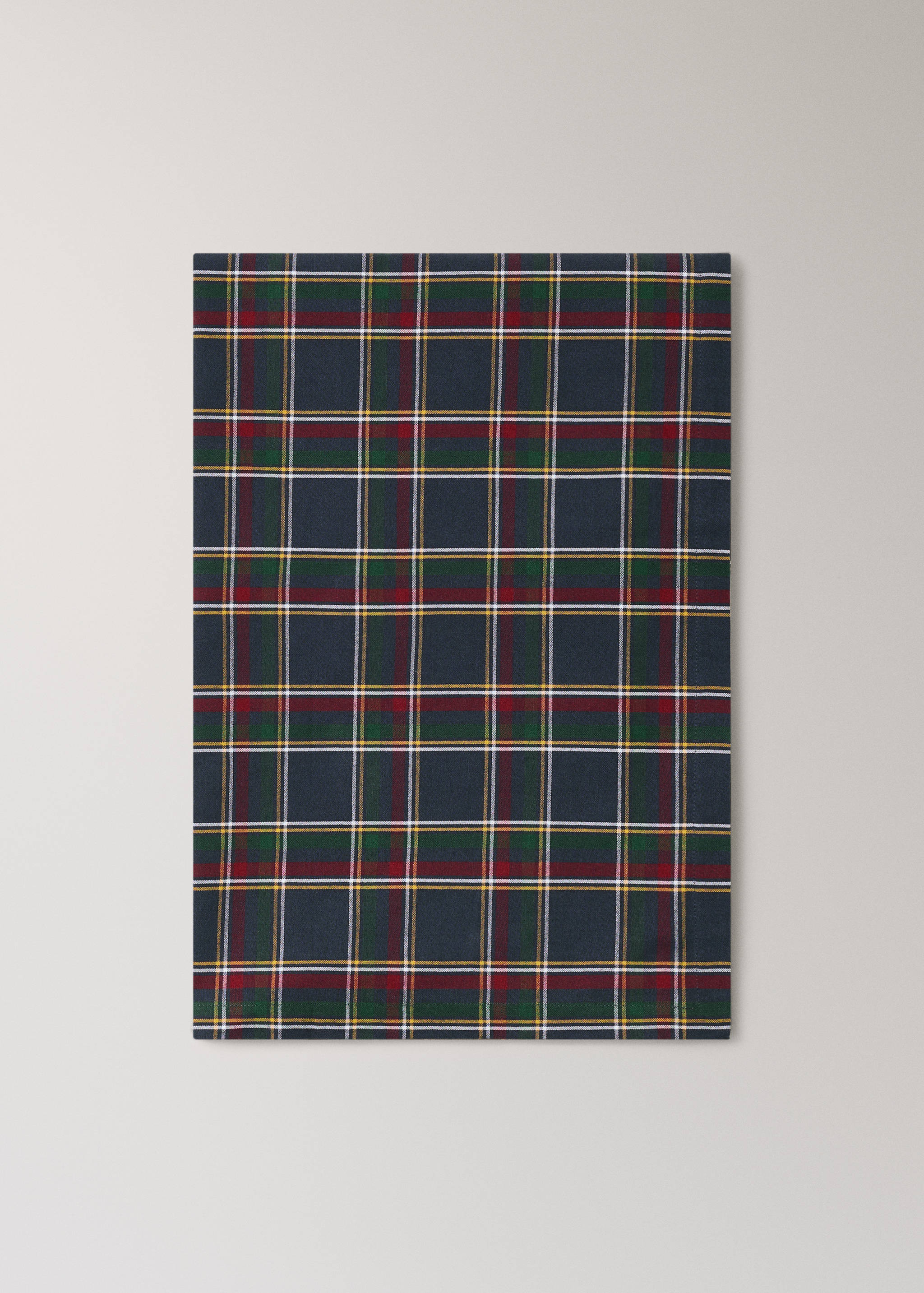 Navy blue tartan check tablecloth