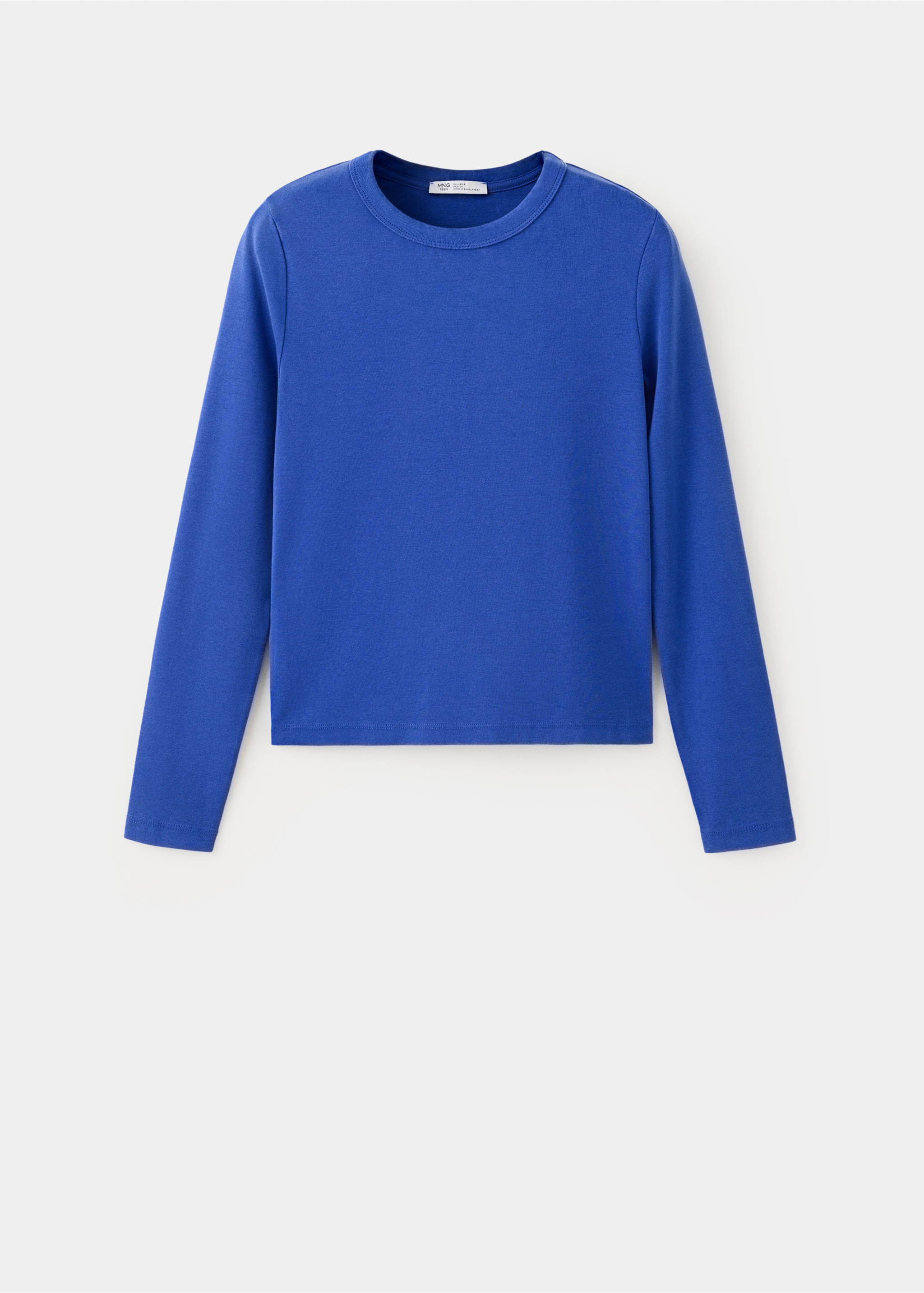 Vibrant blue long-sleeve t-shirt with a crew neck., Vibrant blue. Ref: 37026741-00.
